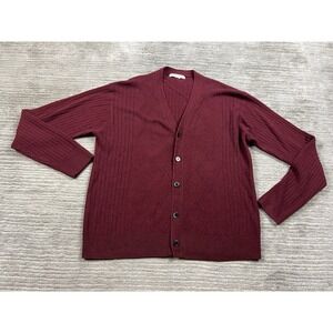 Geoffrey Beene Sweater Mens L Red Long Sleeve Cardigan Knit Preppy Y2K Casual